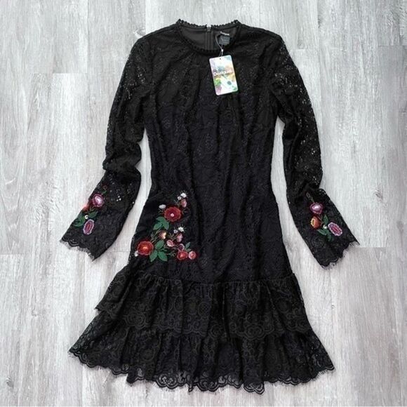 Desigual Black Lace Long Sleeve Dress - Picture 2 of 7